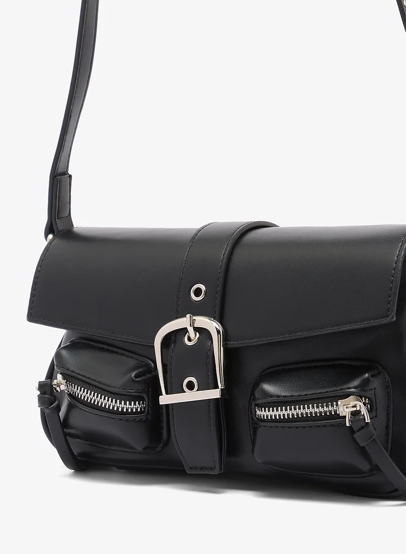 Ginger Black Buckle Detail Crossbody for Women | Best Price UAE